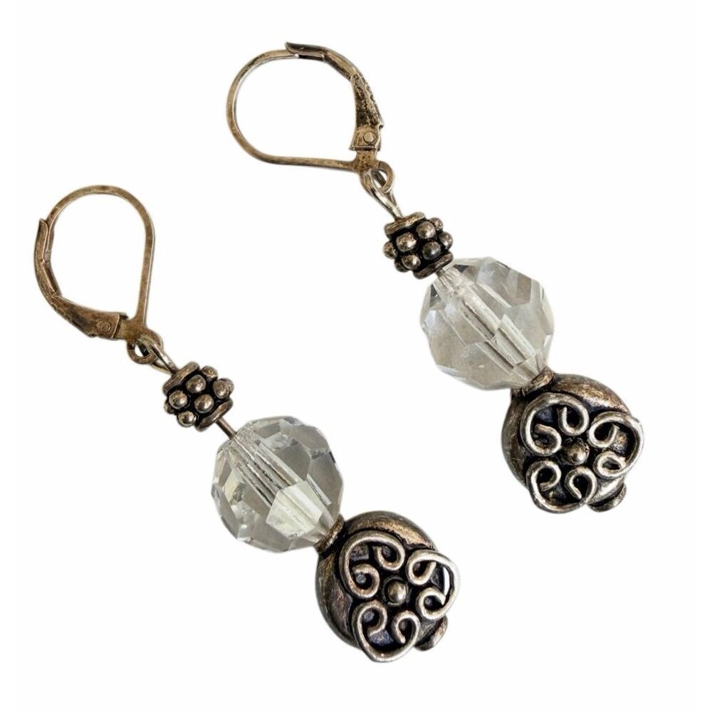 Sterling Silver Crystal Dangle Earrings